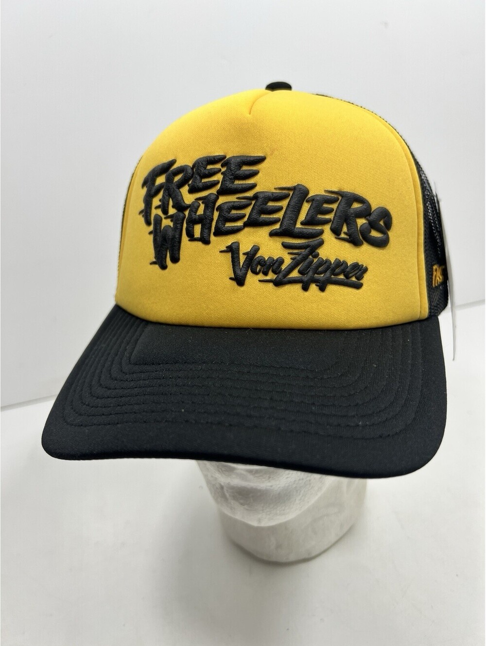 Von Zipper Trucker Hat Free Wheeler Fasthouse Black Yellow One Size NWT